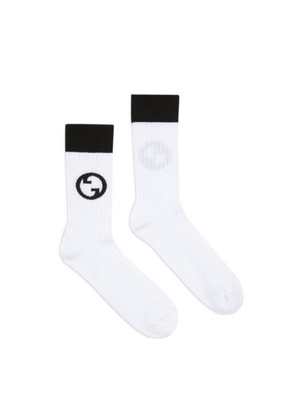 New Gucci Socks Black White Wool G Logo Size L